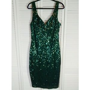 Emerald Green Sequin Party Dress Plus Sz 16